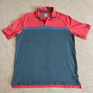 Callaway Opti-Dri Polo Shirt Men’s L Red Grey Blue Golf Color Block Swing Tech